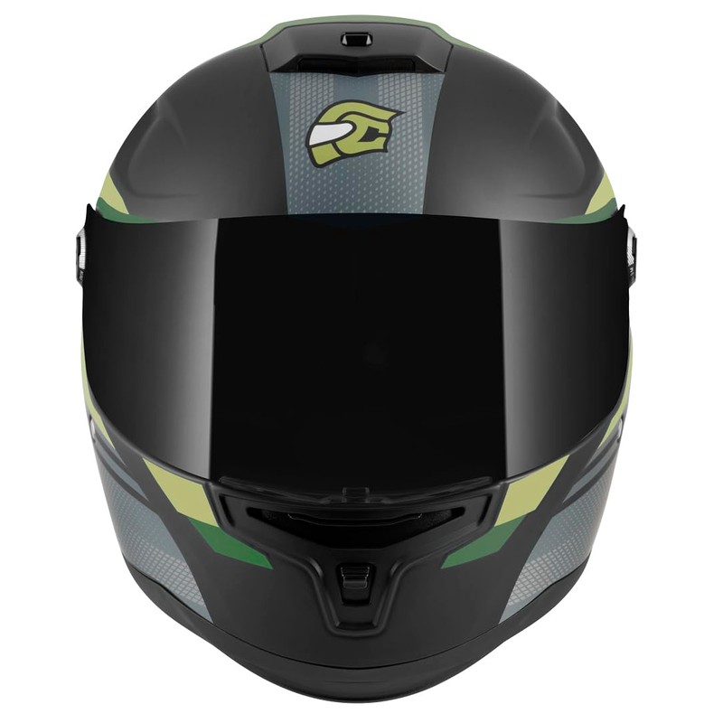 FC-Moto FF114B Zeron Helmet, Matte Black/Green, XS
