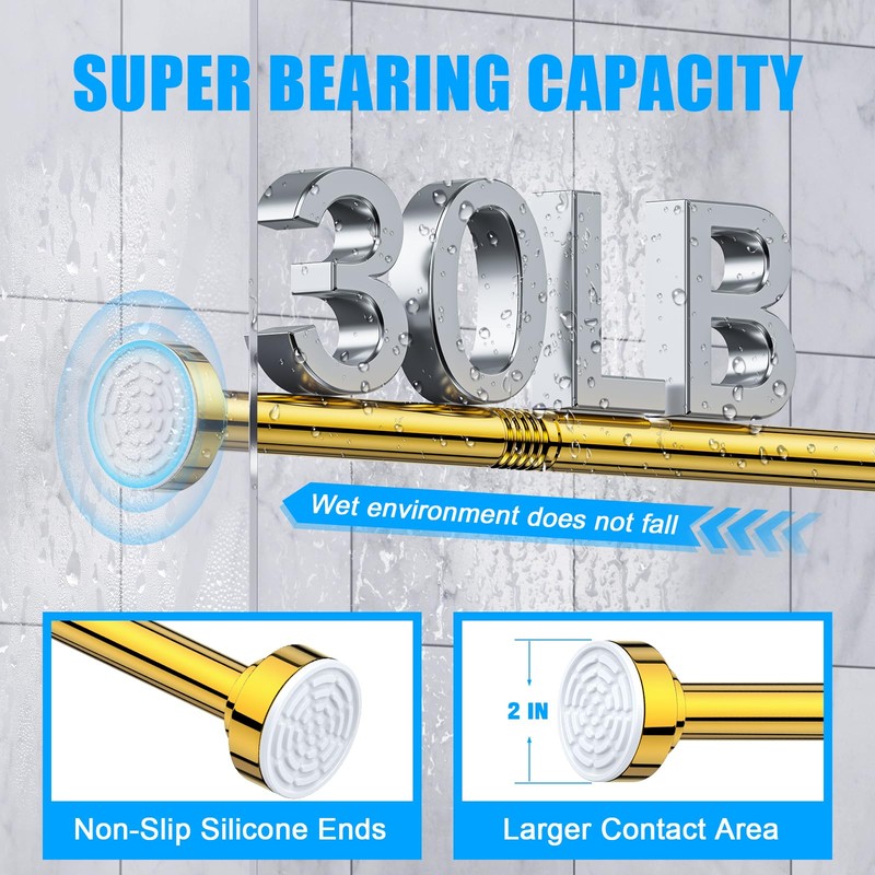TEECK Shower Curtain Rod, 27-76 inch Adjustable Spring Tension Curtain