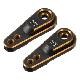 MECCANIXITY Aluminum Alloy 25T Steering Servo Arm Horn Gold for 1/10 RC Car/Boat/Airplane Boat Accessories 2 Pcs