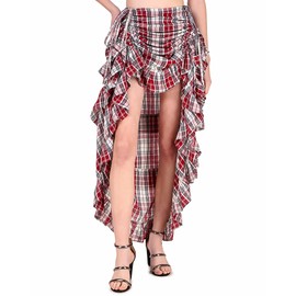 ThePirateDressing Victorian Steampunk Costume Skirt High-Low Ruffles Adjustable Goth Pirate and Renaissance Vibes C1697-393-Large