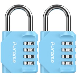 Puroma 2 Pack Combination Lock for Locker 4 Digit Outdoor Waterproof Padlock for School, Gym, Sports, Fence, Toolbox, Gate, Case, Outdoor, Hasp Storage, Cabinets (Sky Blue)