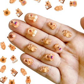 LQTSLFM 100 Stück Tiny Resin Deko, Tiny Resin Niedlich Mini Wasserschweine Harz Figuren, Interessant Kleine Bara Figuren für DIY Kunsthandwerk, Puppenhaus Garten, Miniatur Landschafts Dekoration