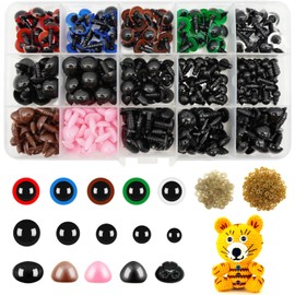 FINEASY Pack of 560 Safety Eyes for Crochet Animals, Eyes for Crochet Animals with Washers, Amigurumi Eyes, Button Eyes for Crochet Animals, Safety Noses for Plush Teddy Bear, Puppet Doll (6-14 mm)