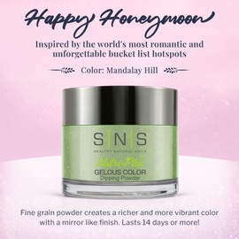 SNS Nail Dip Powder, Gelous Color Dipping Powder - Mandalay Hill (Green, Pastel/Mint, Cream) - Long-Lasting Dip Nail Color Dip Nail Color Lasts 14 Days - Low Odor & No UV Lamp Needed - 1 Oz