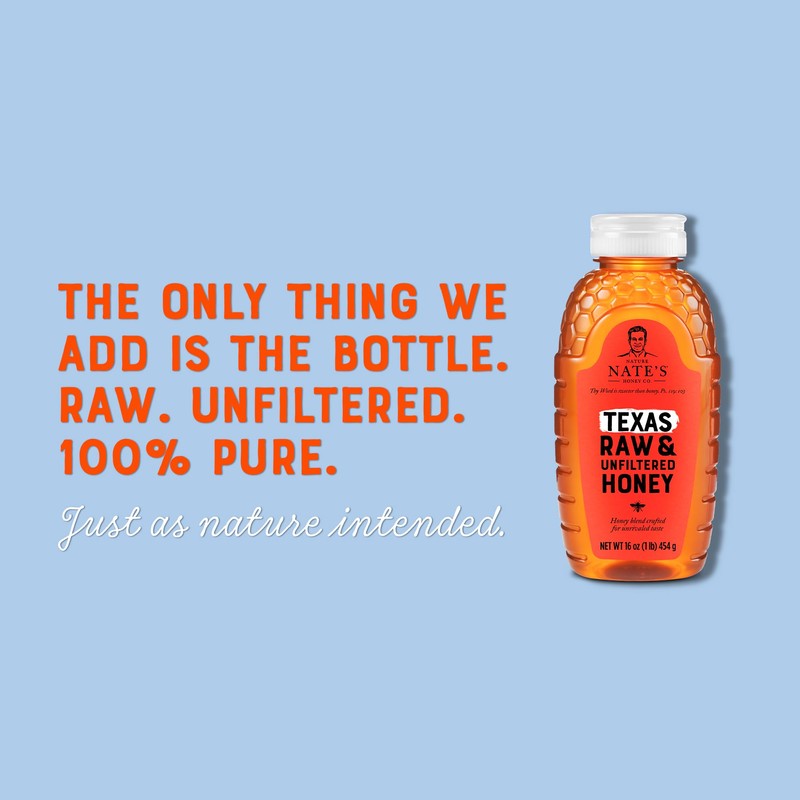 Nate's Texas 100% Pure, Raw & Unfiltered Honey - 12