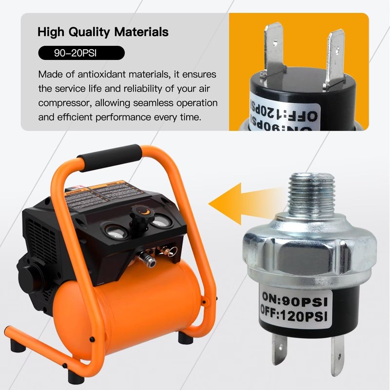 90-120 PSI Pressure Switch Long Lasting Steel Copper Surface Mount