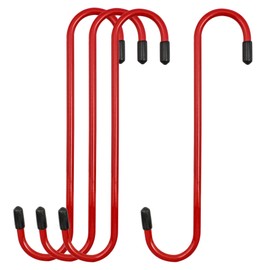 AGS Automotive Solutions Galvanized Steel Powder Coated with Rubber Tips Brake Caliper Hanger Hooks, Red, Holds up to 100 Pounds, Versatile Utility for a Range of Automotive Tasks, 4pk