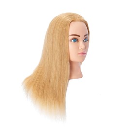 Hairingrid Mannequin Head 20"-22" 100% Human Hair Hairdresser Cosmetology Mannequin Manikin Training Head Hair and Free Clamp Holder