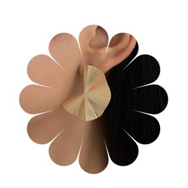 Allereya Vintage Fan Shape Drop Earrings Sector Twisted Earring Geometric Sector Earrings Gold Exaggerated Earrings Jewellery for Women and Girls, Zinc