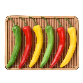 Luckforest Artificial Mixed Pepper Set, 12 Pcs 3 Colors Fake Chili Simulation Bell Pepper for Home Kitchen Table Decor Photography Props