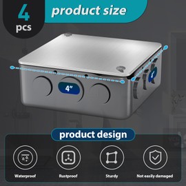 JUGGHOME 4 Pcs 4x4 Square Electrical Box Cover Plate, Metal Junction Box Covers Plate for 4 inch Electrical Box, Blank Electric Outlet Box Cover Prevents Accidental Electrocution