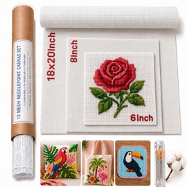 13 Mesh Needlepoint Canvas for Stitching: Rolled Mono Canvas Crease-Free