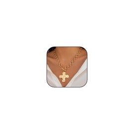 KummerSaprk Chunky Cross Necklace for Women Statement Necklace Layered Big Cross Pendant Necklaces Christian Gifts for Women