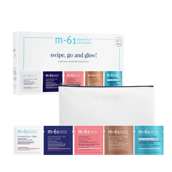 M-61 Swipe, Go and Glow! - Everyday essentials skincare set that creates glowing, radiant skin! - gluten free, vegan, cruelty free, paraben free, phthalates free
