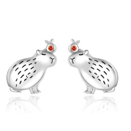 VANJAMI Capybara Gifts Capybara Earrings 925 Sterling Silver Capybara Stuff Capybara Stud Earrings Birthday Gifts Jewelry for Women
