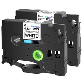 USUPERINK 2PK Compatible for Brother P-Touch TZe-S211 TZ-S211 TZe-211 TZ-211 Black on White 6mm 1/4 inch 0.23'' x 26.2ft Extra Strength Label Tape for PT-D210 D400 D600 H100 H110 Label Maker