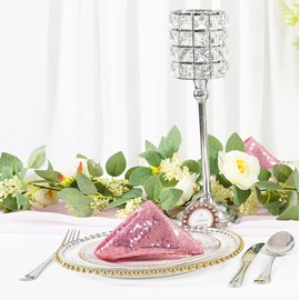 Eternal Beauty Sequin Napkins 12"x12", Bling Fuchsia Pink Napkins Pack 12, Giltter Dinner Cloth Napkins for Parties, Wedding (30cmx30cm-12pcs)