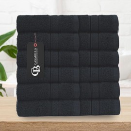 CasaBella Pack Of 12 100% Cotton Face Cloth Towels Flannels Wash Cloth 550 Gsm (12 Pieces Face Towel Set, Grey) (12 Pieces Set, Black)