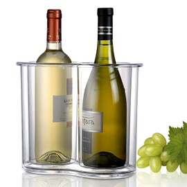 Prodyne Twin-Chill 2 Bottle Iceless Wine Cooler, Clear