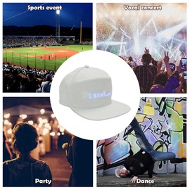 SEAFRONT LED Cap Programmable BT APP Control Editable Colorful LED Hat Removable Screen Adjustment Buckle for Outdoor Concert Carnival Daily Club Party Gift (White)