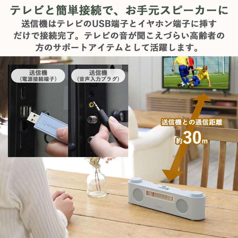 Yamazen YTR-D700(BG) Wireless Speaker, Hand Speakers for TVs, Continuous Use