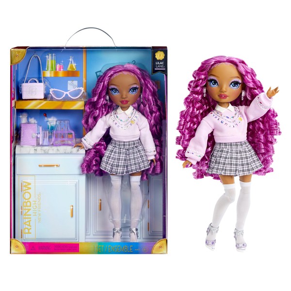 Rainbow High Lilac - Purple Fashion Doll in Fashionable Outfit, Glasses & 10+ Colorful Play Accessories. Gift for Kids 4-12 and Collectors.