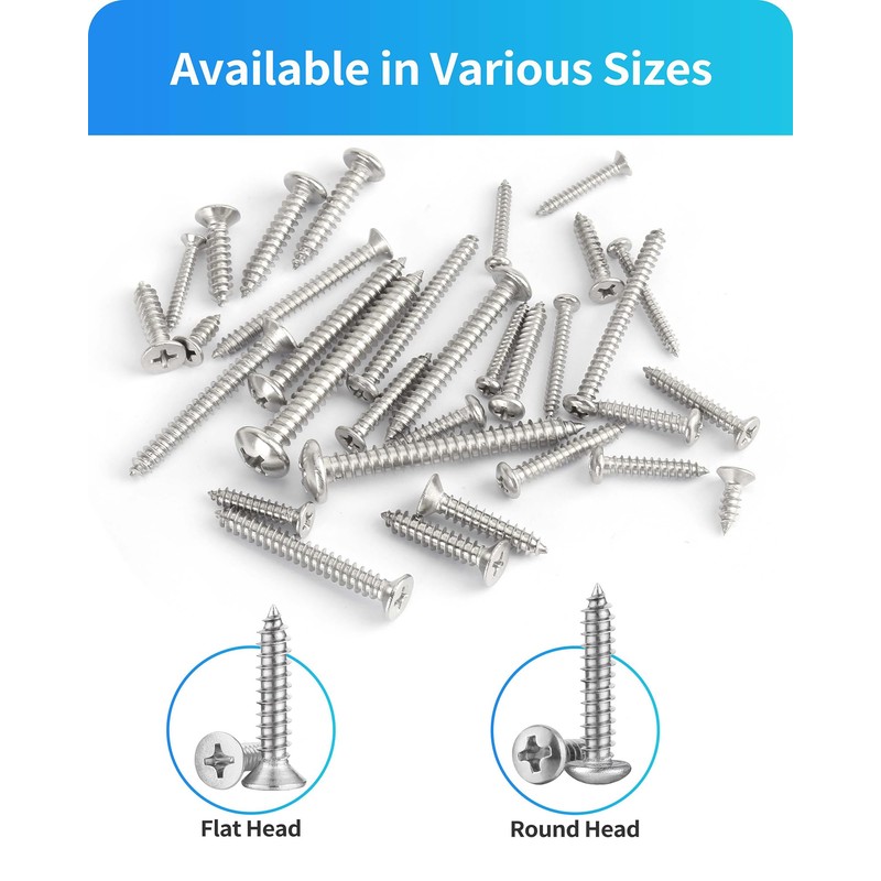 DIVANC 560Pcs 304 Stainless Steel Self Tapping Screws Assortment Set,