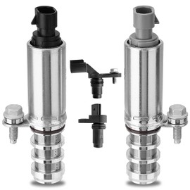 Intake & Exhaust Variable Valve Timing (VVT) Solenoid Camshaft Position Actuator with Camshaft Sensor and Engine Crankshaft Sensor Kit Fit for Chevy GMC Buick Pontiac Saturn Replace# 12628347 12628348