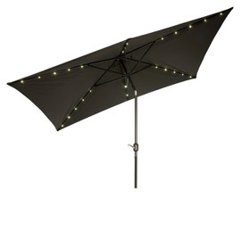 Trademark Innovations Rectangular Solar Powered LED Lighted Patio Umbrella - 10' x 6.5' - (Black)
