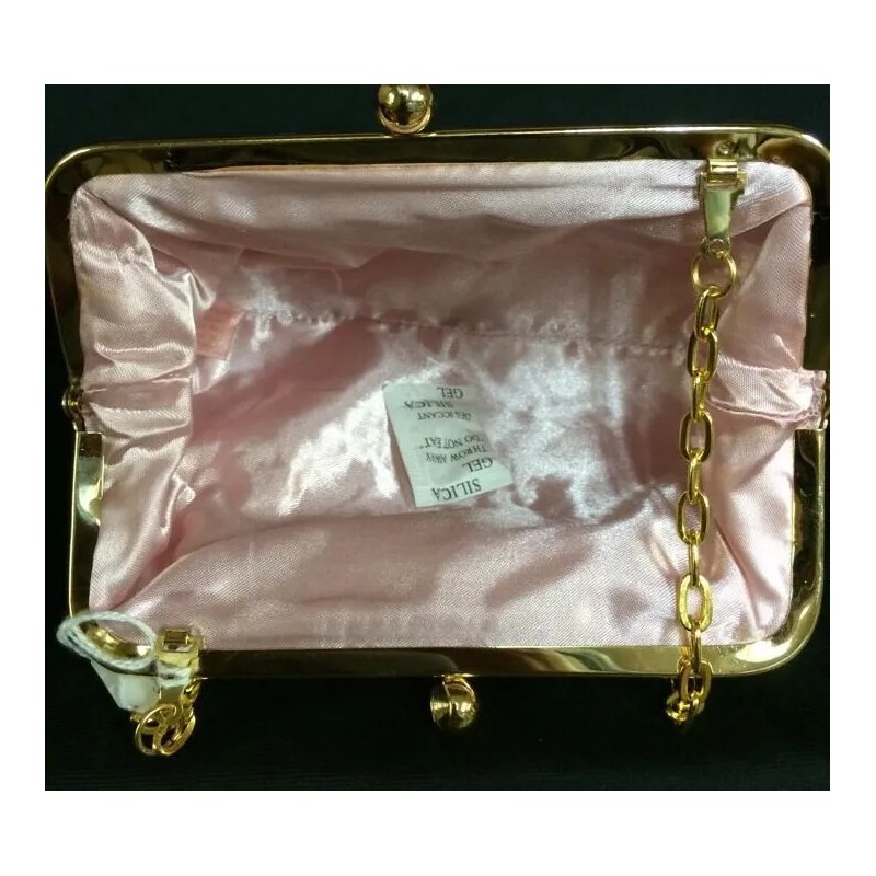Joan Rivers Beauty bag purple faux snakeskin evening goldtone chain