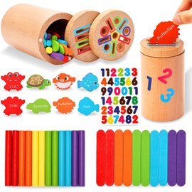 Autotechnx Montessori Toys for 1 2 3+ Year Old, 3 in 1 Wooden Color Sorting Toys for Toddlers 1-3, Fine Motor Skills Educational Sensory Toys for Baby Kids