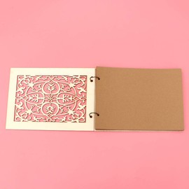 ABOOFAN Wooden Wedding Guest Book Floral Design Guest Sign-in Book for Engagement Party for Wedding Decor