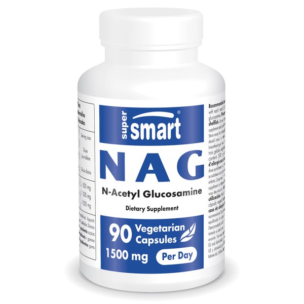 Supersmart - NAG 1,500 mg (N-Acetyl Glucosamine) Per Day - Support Joints Mobility & Intestinal Function | Non-GMO & Gluten Free - 90 Vegetarian Capsules