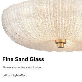 DIRYZON Modern 3-Light Ceiling Light Fixture,Brass Hallway Light Fixtures Ceiling,Semi Flush Mount Ceiling Light with 12 Inch Fine Sand Glass for Kitchen Living Room Bedroom