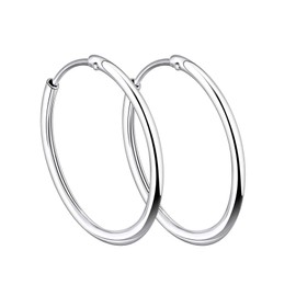 YL 30mm Hoop Earrings 925 Sterling Silver Polished Circle Endless Earrings Hoops Diameter Jewelry