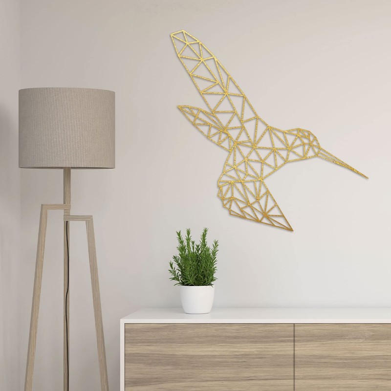 GRAVURZEILE 3D Wooden Origami Decoration - Hummingbird Design - Modern