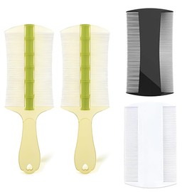 VONJUMA Lice Comb Pack of 4 Flea Combs Plastic Double-Sided Nit Comb Pet Comb Fine Tooth Head Lice Comb Cats and Dog Grooming Comb for Removing Flea and Lice Black White Green