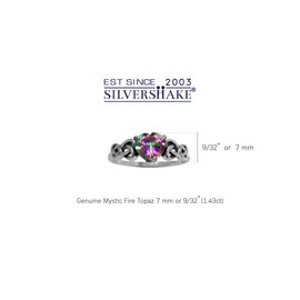 1.43ct. Heart Shape Mystic Fire Topaz 925 Sterling Silver Celtic Knot Ring Size 9.5