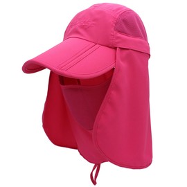 Surblue Neck Face Flap Outdoor Cap UV Protection Sun Hats Fishing Hat Quick-Drying UPF50+,for Kids, Teenager Red
