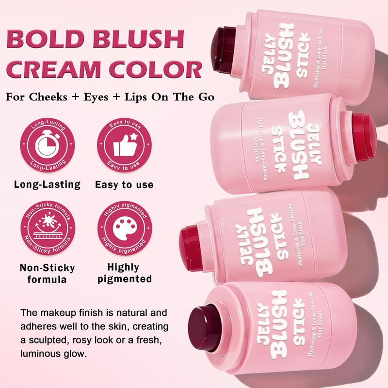 Cooling Water Jelly Tint Lip Cheek Blush, Buildable Sheer Makeup