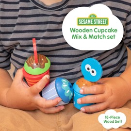 KIDS PREFERRED Sesame Street-Wood Mix-n-Match Cupcake Set for Toddlers