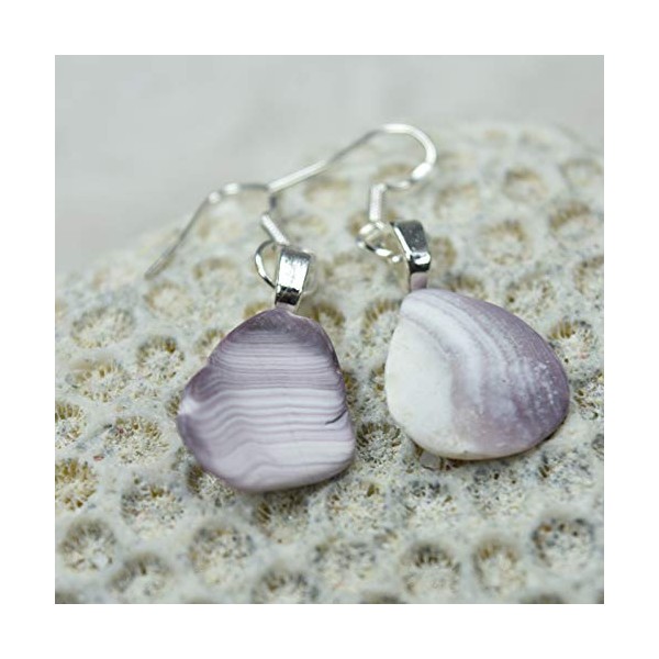 Pretty Wampum Sea Shell Sterling Silver Earrings - Made to