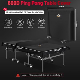 Zettum Ping Pong Table Cover - Waterproof & Heavy Duty Table Tennis Covers, Indoor Outdoor Tables Cover Fits Universal 9x5 FT Folding & Flat Tables, Durable 600D Covers Provide All-Weather Protection