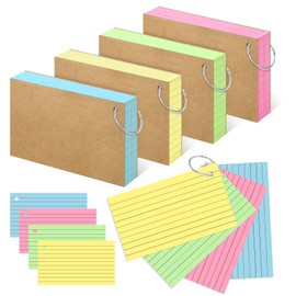 YAGUAO Colored Index Cards 3x5 Inches Flash Cards with Ring Lined Flashcards Note Cards for Studying, 200 Count