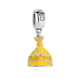 BEEUVIP Yellow Princess Dress Dangle Charm 925 Sterling Silver Bead for Charm Bracelets and Necklaces, Birthday Mothers Day Jewelry Gifts Women