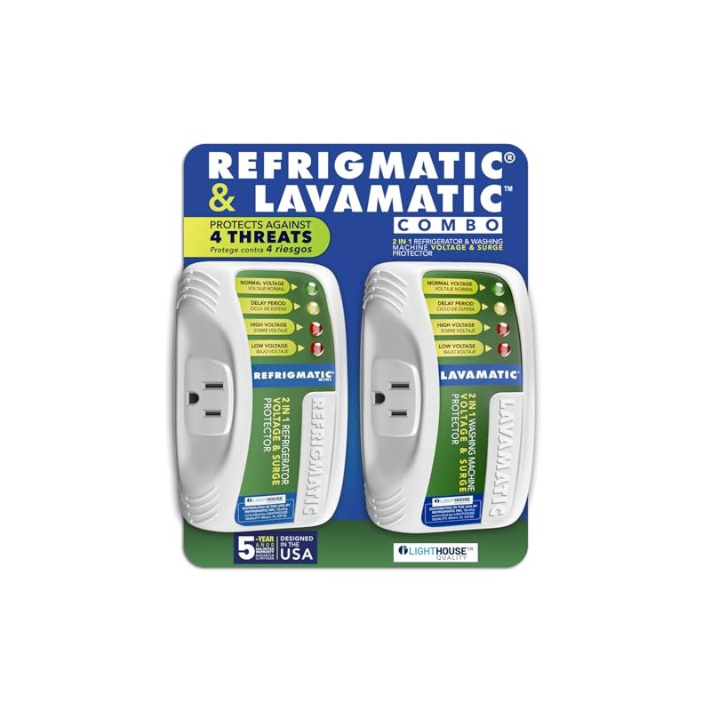 Combo de dos protectores de sobretensiones electrónicos Refrigmatic para refrigeradores