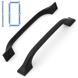 Koofizo Square Foot Craftsman Cabinet Bow Pull - Black Furniture Handle, 5 Inch/128mm Screw Spacing, 10-Pack for Kitchen Cupboard Door, Bedroom Dresser Drawer, Bathroom Wardrobe Hardware