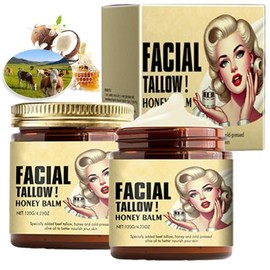 Sebo de Res Para la Cara, Bálsamo de Miel de Sarga Batida, Crema Nutritiva Para Rostro y Cuerpo, de Animales Alimentados con Pasto (8.47 oz Cebo de Res Para la Cara Organica Natural, 2)