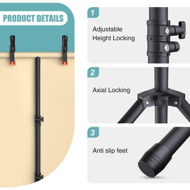 Womnwomn T-Shape Backdrop Stand 8x5.3FT, Height and Width Adjustable Background Stand for Parties,Green Screen Holder with 6 Spring Clamps