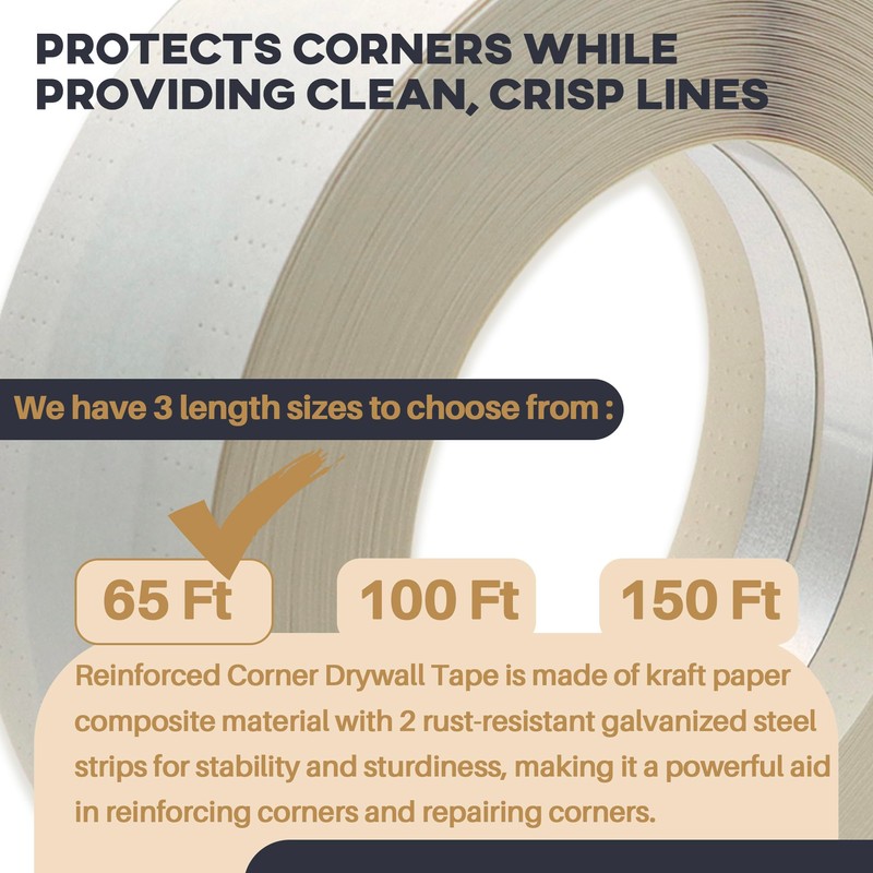 Terixe Drywall Corner Tape - 65 Ft Roll Reinforced Drywall
